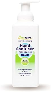 EcoHydra Alcohol Free Foam Hand Sanitiser - 500ml With Pump | NHS Approved, Hospital Grade Sanitiser | Kills Up To 99.9999% of Bacteria and Viruses | Kind On Skin, Safe For Children, Unscented