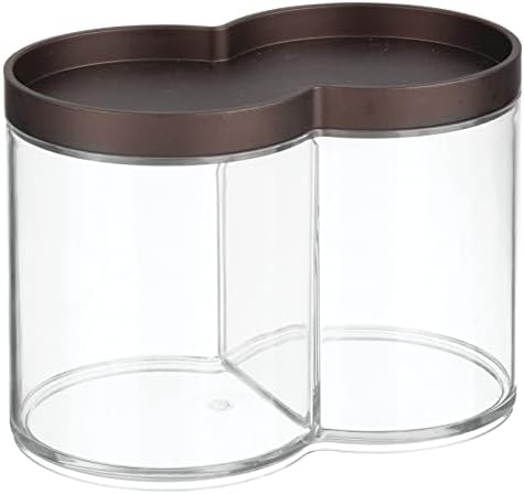mDesign Stylowe pudełko łazienkowe  Wielofunkcyjny organizer do łazienki  Plastikowe pudełko na kosmetyki  Przezroczysty/brązowy
