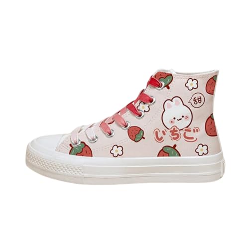 Bobo's House Kawaii Strawberry Bunny High Top Canvas Fashion Sneakers