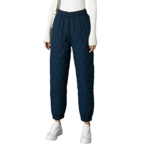Pantalon d'hiver chaud en coton rembourré décontracté bleu marine taille M