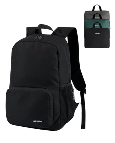 WATERFLY Rucksack Faltbar Tagesrucksack 20L: Wanderrucksack Faltrucksack Leicht Klapprucksack Daypack mit Rückenbelüftung für Wandern Reisen Städtetrips Herren Damen