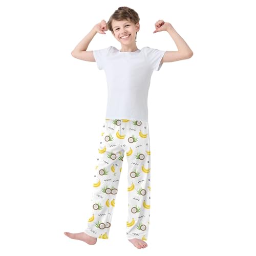 ZZXXB Banana Coconut Boys Long Pants Soft Trousers Elastic Waist Kids Lounge Bottoms with Pockets S-XL2