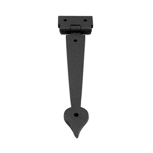 Renovators Supply Manufacturing Black Wrought Iron Strap Hinge Pair 7-3/8 In Spear Tip Flush Mount Heavy Duty Strap Gate And Door Hinges With Hardware #TOP3
