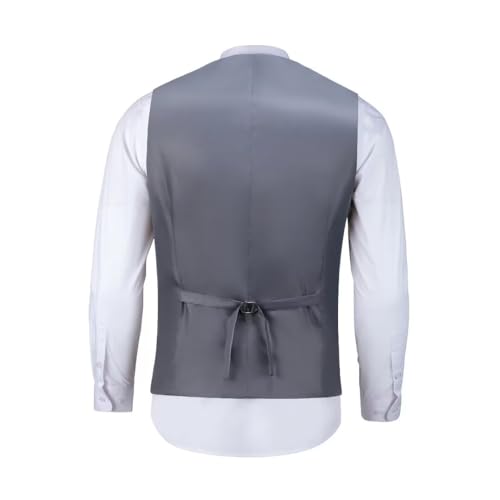 Wehilion Mens Tweed Vest Herringbone Full Back Wool Blend V-Neck Slim Fit Waistcoat2