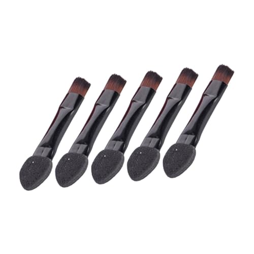 ELAYARD 50 Piezas Pinceles de Maquillaje Doble Cara para Sombra Ojos Unidades Aplicador Esponja Portátil Negro para Mujeres y Niñas