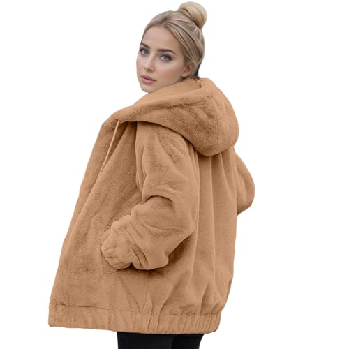 Giacca Donna Invernale Corta Elegante in Peluche Felpa Pile con