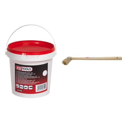 Ks Tools 100.4025 Seau De Graisse À Pneu Blanche - 1Kg & BGS 4803 | Pinceau rond pour graisse crême de montage de pneus