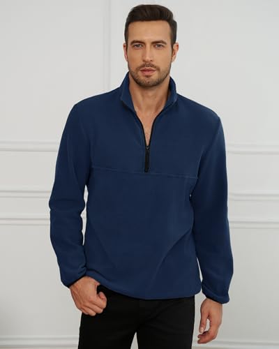 Runcati Mens Fuzzy Fleece Sweatshirt Quarter Zip Pullover Long Sleeve Winter Fall Outdoor Warm Outerwear3