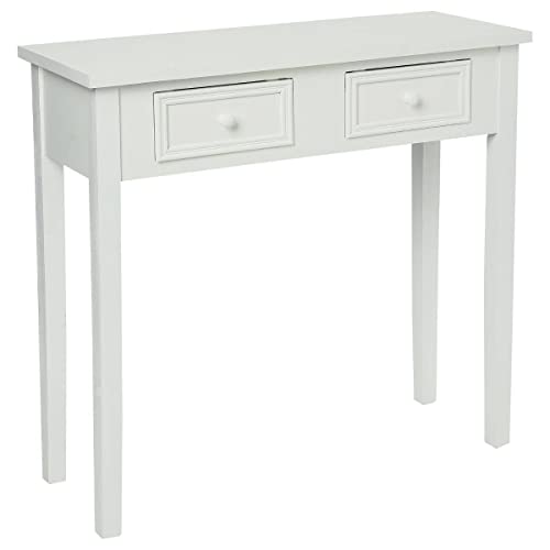 Atmosphera - Console Charme Blanche, L 80 x H 76 cm, 2 Tiroirs, Style Romantique - Meuble d'Appoint pour Entrée, Chambre, Salon
