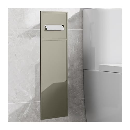 CROWEL Stainless Steel Embedded Alcove - Multifunctional Bathroom Organizer for Toiletries and Trash Can Storage, 86x30x14CM(Tea Apricot Color)