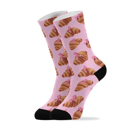 Wusikd Pink Croissants Socks for Women and Men Long Socks for Athletic Running 1