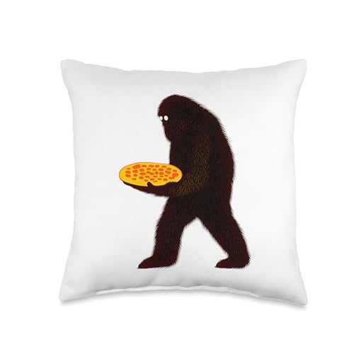 Funny Bigfoot Big Pizza Food Delivery Kids Hairy Yeti Fun Throw Pillow