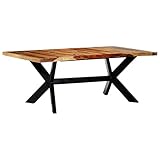 Questo tavolo da pranzo, realizzato in legno massello di sheesham, costituisce una fantastica aggiunta, in uno stile senza tempo, all'arredamento della casa. Le variazioni nelle venature e nei colori conferiscono al tavolo un carattere unico.