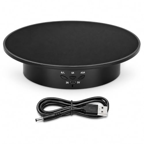 Image of Electric Rotating Display Stand for Jewelry, 360 Degree Rotating Turntable, Adjustable Smooth Rotation, Non-Slip USB Charge, Multi-Functional Rotary Table for Photography Products, (20CM /5KG)