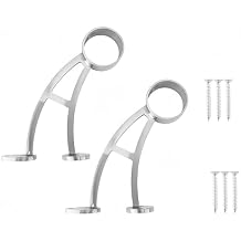 Stainless Steel 304 Bar & Floor Mount Combination Foot Rail Bracket ,Fits 50.8mm/2inch OD Bar Foot Rail Tubing Furniture Hardware with Screws Sliver, 2Pack