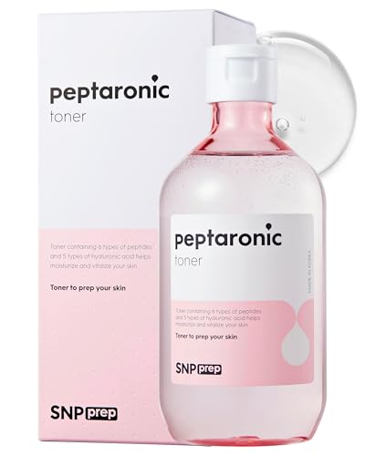 SNP Prep Peptaronic Toner - Tónico facial coreano con 6 péptidos y 5 tipos de ácido hialurónico - Hidratación antienvejecimiento para piel seca y sensible, K-Beauty, 320ml