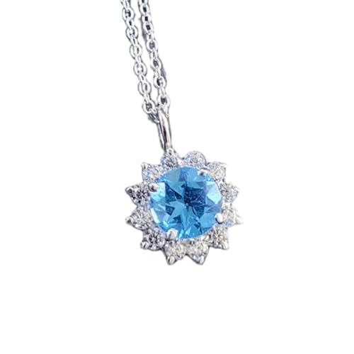 Idéal pour femme : collier topaze bleue naturelle et sa chaîne en argent