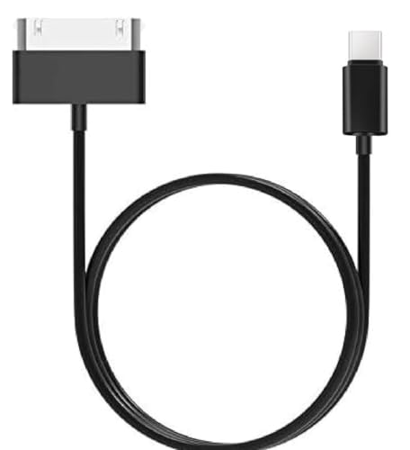 ZHHSUNY 3.3Ft 30Pin to USB C Adapter Cable for i-Phone4 4S, i-Pad1 2 3 i-Pod,Type-C to 30Pin Cable Mains Charging Syncing Old Pad Phone Pod (Black)