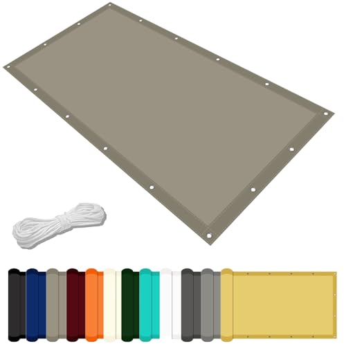 Toldo Vela Impermeable Rectangular 5.8 x 6.8 m Protección Rayos UV Toldo Parasol Terraza Resistente Al Agua Viento para Terraza Balcon Exteriores Jardín, Gris Pardo