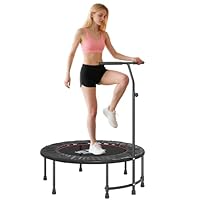 HOMCOM 40\" Fitness Trampoline, Mini Trampoline Bungee Rebounder with Adjustable Handle for Indoor Exercise Workout, Black