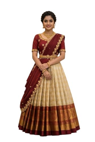 Xomantic Fashion latest Pattu Style South Indian lehenga choli Re...