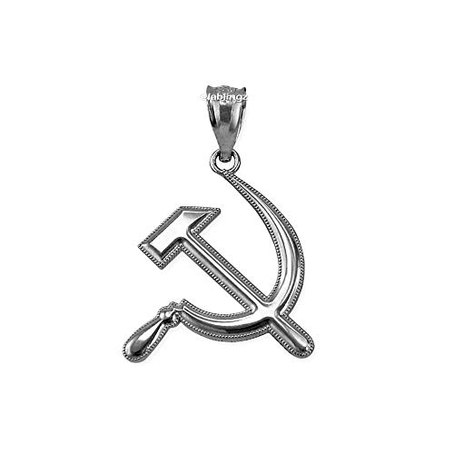 LA BLINGZ Sterling Silver Hammer and Sickle Pendant Necklace