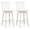 Giantex 245 Bar Stools Set of 2 Farmhouse Swivel Barstools with 6 Grid Hollow Back Ergonomic Contoured Seat Footrest Wooden Counter Height Bar Stools for Kitchen Island Bar Cafe White