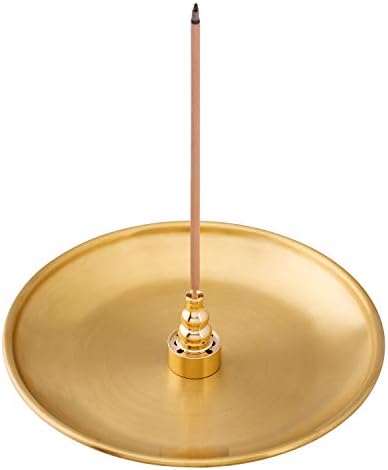 OIIKI 3 in 1 Stick Incense Burner, 5.5 Inch Brass Incense Holder, Alloy Cone Ash Catcher for Indoor Outdoor Use