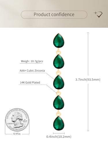 Teardrop Austrian Crystal Dangle Oversized Earrings for Women 14K Glod Jewelry3