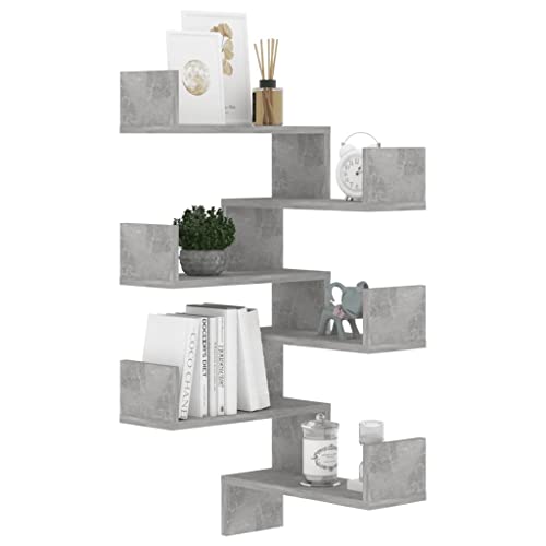 Skm Wall Corner Shelves 2 Pcs Concrete Gray 15.7"X15.7"X19.7" Chipboard #TOP4