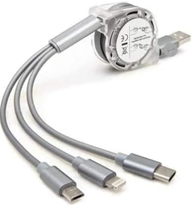 GUFFI Multi Retractable 3.0A Fast Charger Cord, Multiple Charging Cable 4Ft/1.2m 3-in-1 USB Charge Cord Compatible with Phone/Type C/Micro USB for All Android and iOS Smartphones (Random Colour)