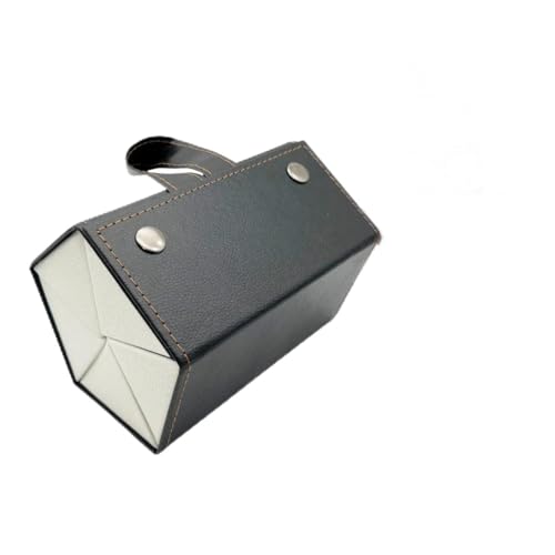 Estojo porta Óculos Dobrável de Couro Sintético para 5 Unidades com Alça e Fecho Metálico (Preto)