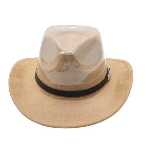 Image of LIDHAY Cowboy Hat for Women Men Felt Wide Brim Cowgirl Hat Western Suede Hats for Cowboys and Cowgirls with Belt Buckle