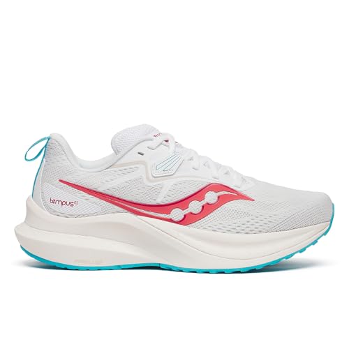 Saucony Women's Tempus 2 Sneaker, White/Cayenne, 8.5