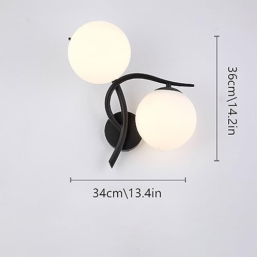 Aplique de pared E27 con bola de cristal redonda y base de latón negro 7