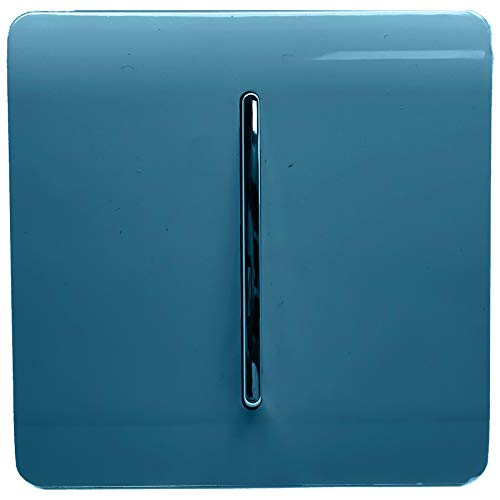Trendi 1 Gang 2 Way 10 Amp Rocker Chrome Light Switch, Ocean Blue