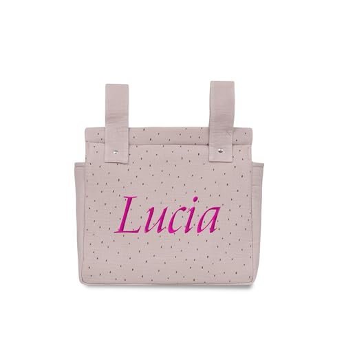 variouss Bolso de talega para silla de paseo o carro de bebé, Bolso organizador de muselina (Personalizado, Rosa maquillaje)