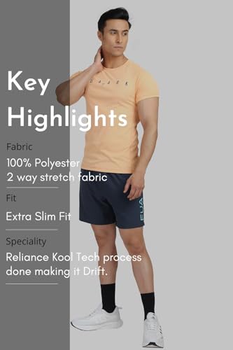 Image of FUAARK Men's Round Neck Slim fit Gym & Active wear Sports T-Shirt for Workout & Casual Wear Peach