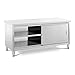 Royal Catering RCSSCB-180X70-E Meuble Bas en INOX Plan De Travail Cuisine Armoire avec Portes Coulissantes (Capacité de 600 kg, Acier Inoxydable, 1 Tablette)