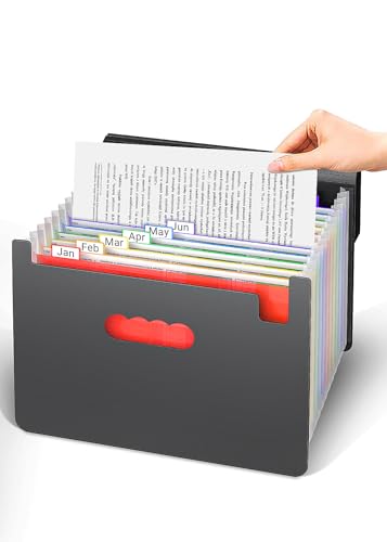Image of TOPCJ File Organizer with Handle,13 Pockets Expanding File Folders,Portable Accordion File Organizer for Receipt,Bill, A4 /Letter Size Paper,Documents,a-z Tabs Included in Filing Folder Matte (TCP04)