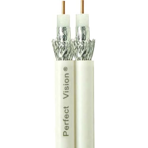 Perfect Vision PVCX2W 500 Ft Dual Coaxial Cable RG6 Solid Copper White CB2W06DSCR0-05 Reel in A Box