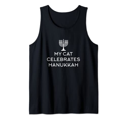 Camiseta de Hanukkah - (Imagen de Menorah) Mi gato celebra Hanukkah Camiseta sin Mangas