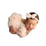 CUTEBBPHOTO Newborn Photography Outfits Girl Baby Photo Tutu Dress Newborn Photoshoot Romper Baby Picture Bodysuit Lace Outfit (Beige)