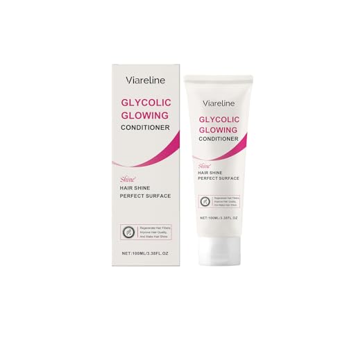 Viareline Glycolic Glowing Conditioner with Coconut Oil, Smoothing & Shine Enhancing, for All Hair Types, 3.38 fl oz