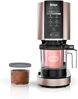 Ninja NC301 CREAMi Ice Cream Maker, for Gelato, Mix-ins, Milkshakes, Sorbet, Smoothie Bowls & More, 7 One-Touch Programs, with (2) Pint Containers & Lids, Compact Size, Perfect for Kids, Rose Gold