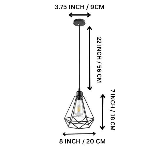 Image of GreyWings Metal Diamond Cadge Hanging Light Pendant Lamp Black, (Bulb not Included) Small Pack of 1