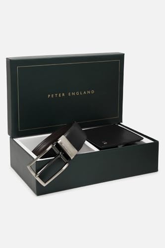 Image of Peter England Men's Reversible Leather Belt & Leather Wallet Combo - Premium Set