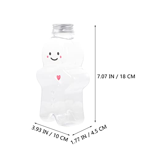 LUOZZY 6 Sets Christmas Gingerbread Man Drink Bottle with Hat and Scarf Reusable Plastic Xmas Juice Bottles with Lids Clear Containers for Juicing Drinking - 500ml