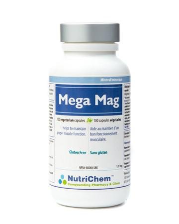 NutriChem Mega Mag | Enhanced Absorption | Magnesium Glycinate | Optimal Bone and Joint Health | Muscle Contraction and Relaxation | Egg & Dairy Free | 100c
