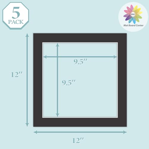 image for MBC Mat Board Center, 5 Pack 12x12 for 10x10 Black Picture Mats Frame 